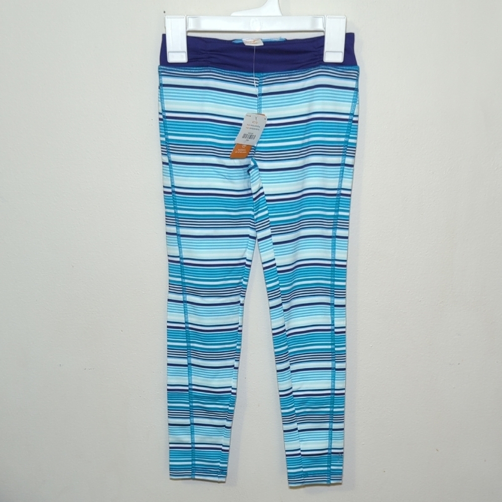 GymGo Blue Striped Athletic Leggings Breathable Girls Size M 7-8 NEW NWT